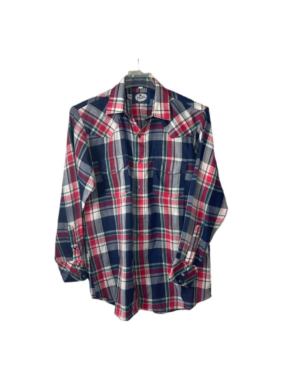 Prior Mens Western Pearl Snap Plaid Shirt Multicolor 16.5-34 Cotton